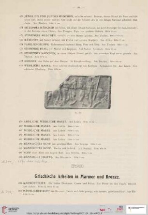 Griechische Arbeiten in Marmor und Bronze (Nr. 488 - 501)