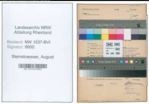 Entnazifizierung August Steinstraesser , geb. 05.02.1895 (Hilfsangestellter)