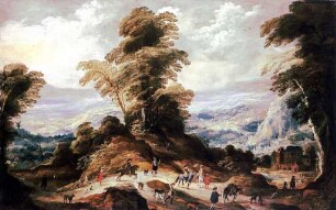 Gebirgslandschaft mit Jagdgesellschaft