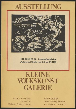 Ausstellungswerbung: "Hiddensee 81. Landschaftserlebnisse. Malerei und Grafik" von 03.08. bis 03.09.1982