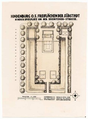 Spielplatz, Hindenburg: Kinderspielplatz an der Sosnitzaer Straße: Grundriss 1:100