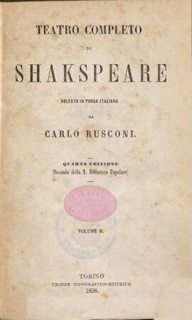 Teatro completo di Shakspeare, 2