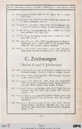 I. Italien 16. und 17. Jahrhundert (Nr. 154-168)