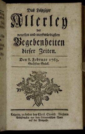 Den 8. Februar 1763. Sechstes Stück.