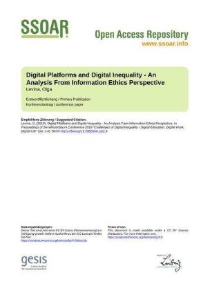 Digital Platforms and Digital Inequality - An Analysis From Information Ethics Perspective