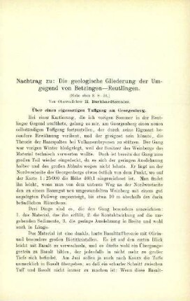 Nachtrag zu: Die geologische Gliederung der Umgegend von Betzingen-Reutlingen