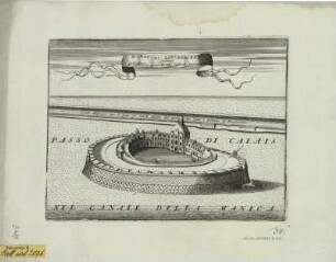 Ansicht von Fort Risban vor Dünkirchen (Dunkerque, Duinkerken), Frankreich, Kupferstich, 1697