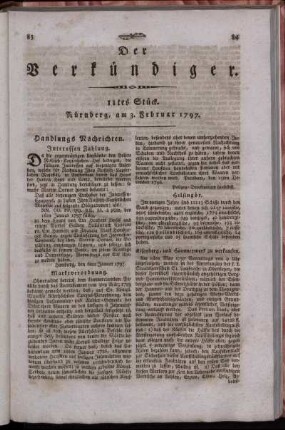 11tes Stück. Nürnberg, am 3. Februar 1797