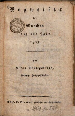 Wegweiser für München : auf das Jahr 1805