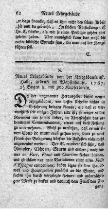 X. Neues Lehrgebäude von der Kriegsbaukunst.