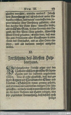 XI. Fortsetzung des ältesten Heydenthums