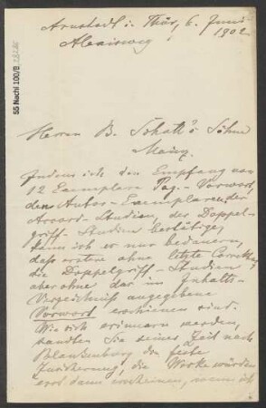 Brief an B. Schott's Söhne : 06.06.1902
