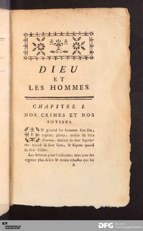 Dieu et les hommes.