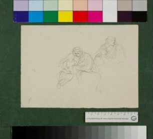 zwei Skizzen zu Frau mit langem Schleier und Kind