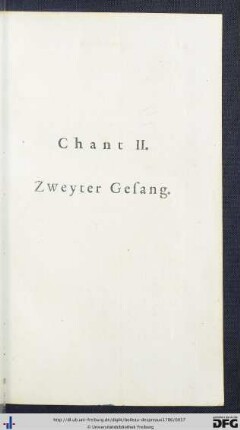 Chant II. Zweyter Gesang.