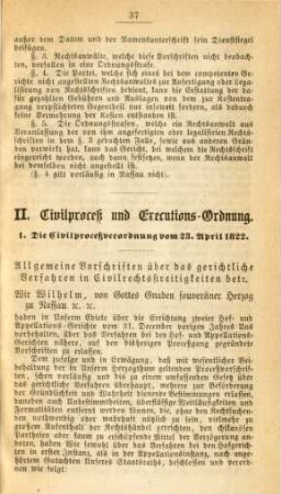 II. Civilproceß und Executions-Ordnung