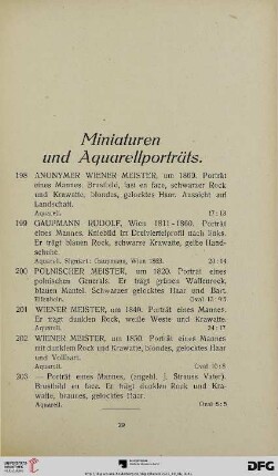 Miniaturen und Aqurellporträts (Nr. 198-203)