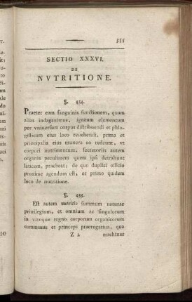 Sectio XXXVI. De Nutritione
