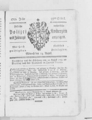 33tes Stück., Ausgabe vom 14. August 1782