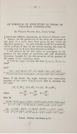 On formulae curvature in terms of trilinear coordinates.