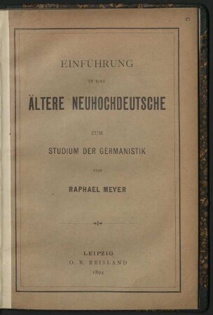 Einführung in das ältere Neuhochdeutsche zum Studium der Germanistik