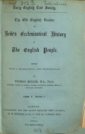The old english Version of Bede's Ecclesiastical History of the english People, 1,1