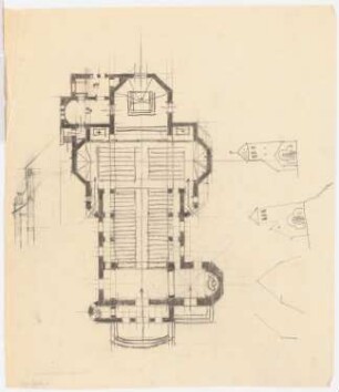 St. Antonius Einsiedler (mit Pfarrhaus), Heggen Erweiterung: Grundrissskizze und Details
