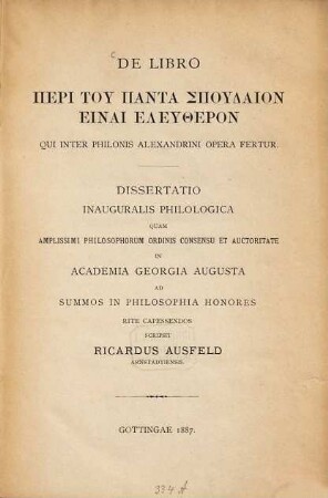 De libro Peri tu panta spoydaion einai eleutheron qui inter Philonis Alexandrini opera fertur