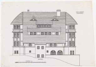 Wohnhaus und Jugendheim Zwirner, Löwenberg: Ansicht Westseite 1:50 und Maßstabsleiste