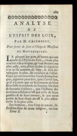 Analyse de l' Esprit des Loix, par M. d' Alembert, ...