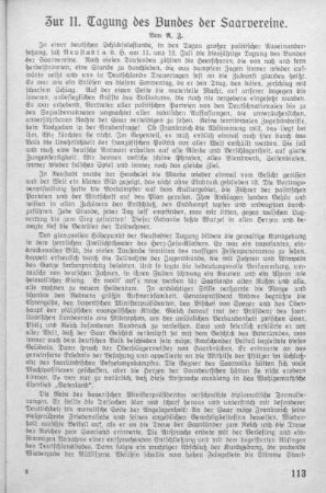 Zur 11. Tagung des Bundes der Saarvereine