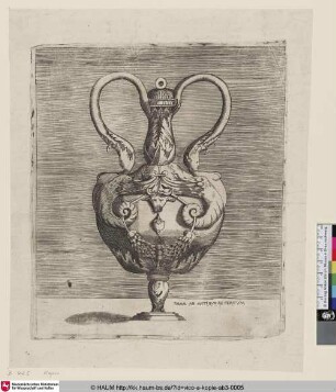 [Vase à deux anses dont le corps est orné au milieu d'une tête de boeuf; Vase with the Head of a Bull; Vase mit dem Kopf eines Stiers]