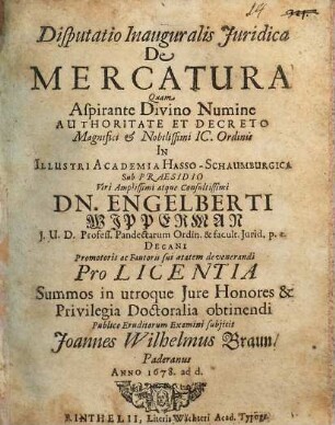 Disputatio Inauguralis Juridica De Mercatura