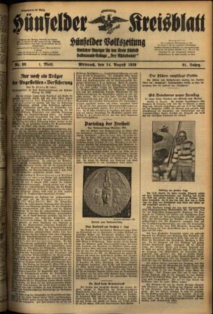 Erste Ausgabe vom Mittwoch, den 14. August 1935.