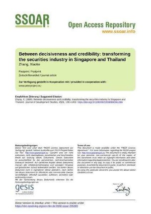 Between decisiveness and credibility: transforming the securities industry in Singapore and Thailand