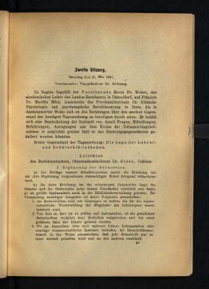 Zweite Sitzung : [die Verhandlungen]