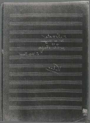 Sonatas, vl, pf, op.27, E-Dur - BSB Mus.ms. 23173-6 : [reverse reading:] 3 a Sonata // in mi maggiore // op. 27 // per Violono e Pianoforte // di // E. Wolf-Ferrari // Violino