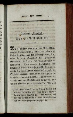 Drittes Kapitel. Von der Urtheilskraft