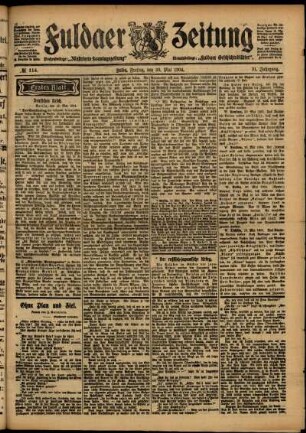 Erste Ausgabe vom Freitag, den 20. Mai 1904.