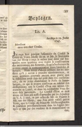 Beylagen [Lit. A. bis Lit. E.].