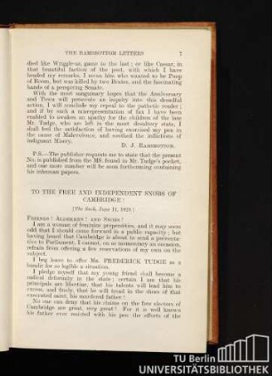 To the free and independent snobs of Cambridge! [The Snob, June 11, 1829.]