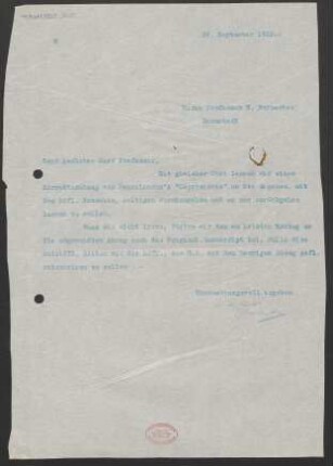 Brief an Willy Burmester : 29.09.1910