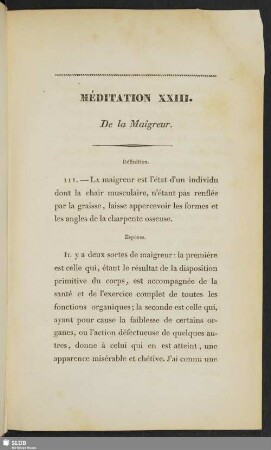 Méditation XXIII. De la Maigreur