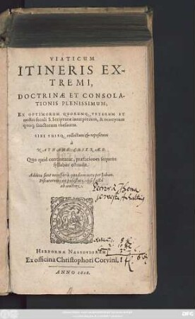 Viaticum Itineris Extremi, Doctrinae Et Consolationis Plenissimum