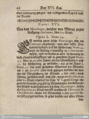 CAPUT XVI. Von dem Horologio, welches von Mittag gegen Auffgang decliniret, über 60. Grad.