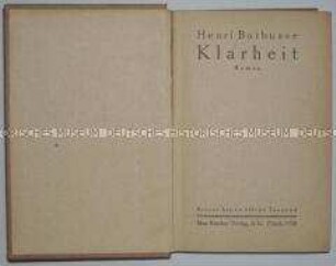 Der Roman Clarté von Henri Barbusse in deutscher Übersetzung