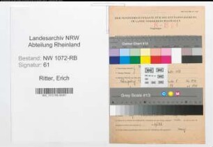 Entnazifizierung Erich Ritter , geb. 13.05.1906 (Musiker)