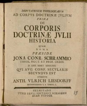 1: De Corporis Doctrinæ Jvlii Historia