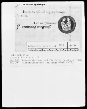 Laacher Sakramentar — Tierkreiszeichen Zwillinge, Folio 3verso