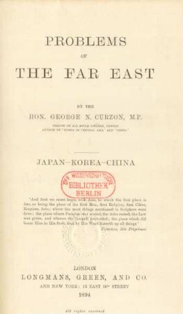 Problems of the Far East : Japan - Korea - China